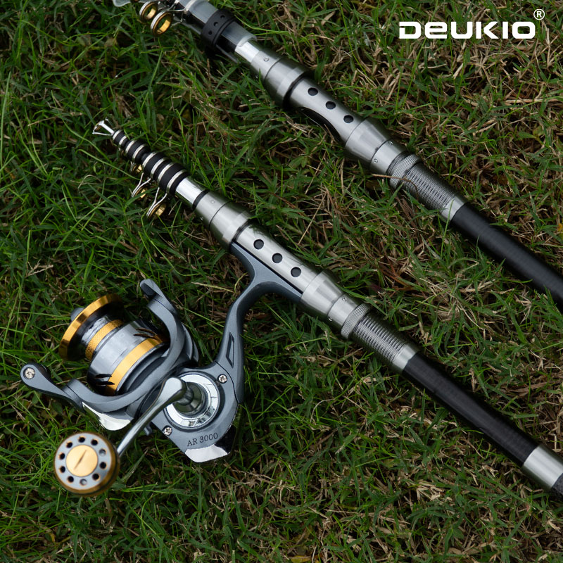 Fishing Rod Building Kit - DEUKIO Angelruten- und Rollen-Kombination, Teleskop-Angelrute, Spinnrolle,