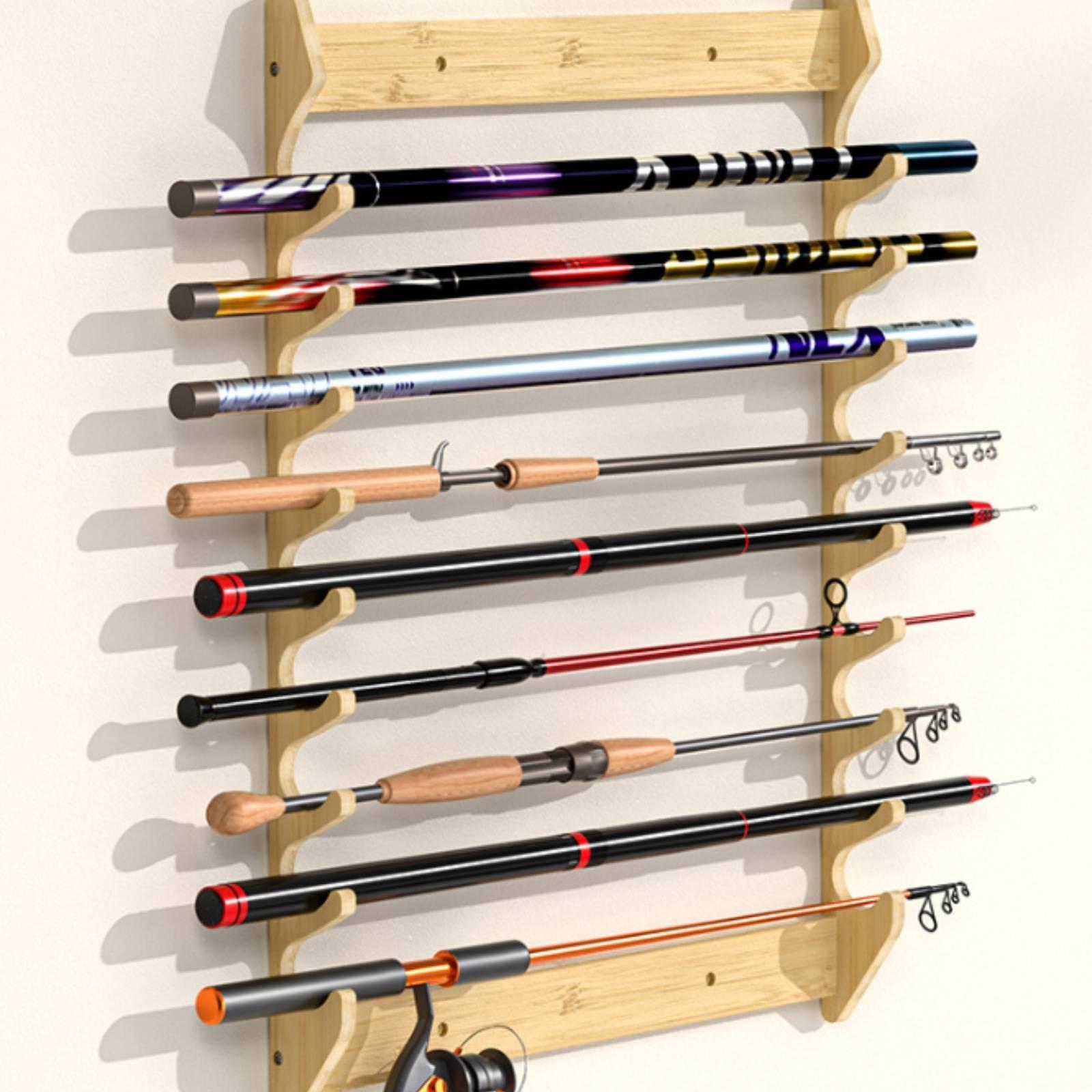 Fishing Rod Rack - Bambus Angelrutenhalter Wandhalterung Aufbewahrungsständer für Angelruten